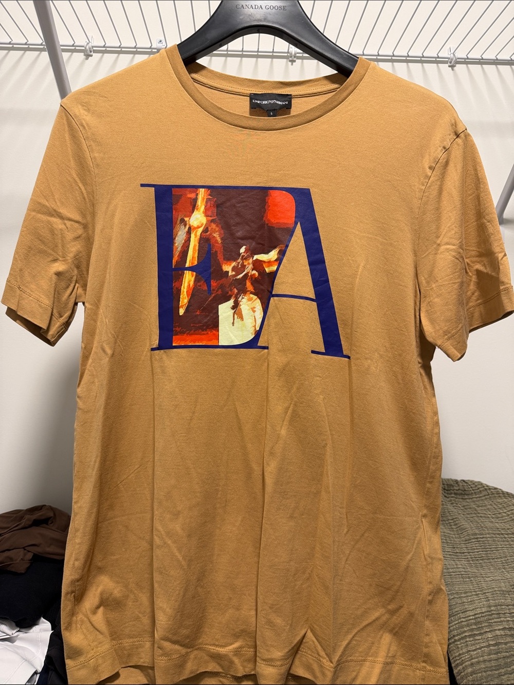 Emporio Armani Mustard Crewneck Tee with Black Label